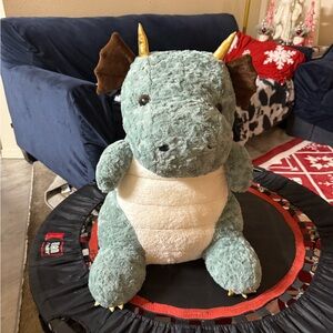 Plush Dragon Toy with Gold Horns